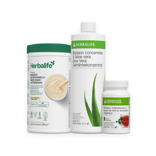 Pack Petit Déjeuner Herbalife : Formula 1, boisson à l'aloe vera et boisson à base de thé