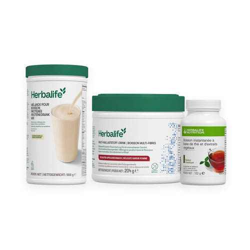 Pack Thémix Herbalife : Mélange pour boisson protéinée, Boisson multi-fibres et boisson à base de thé